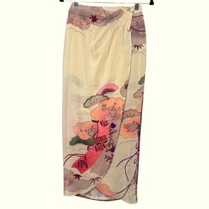 Vintage Sue Wong Multicolor Floral Silk Wrap Skirt